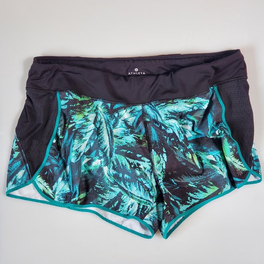 Athleta Track This Run Teal & Black Shorts - Sz XL